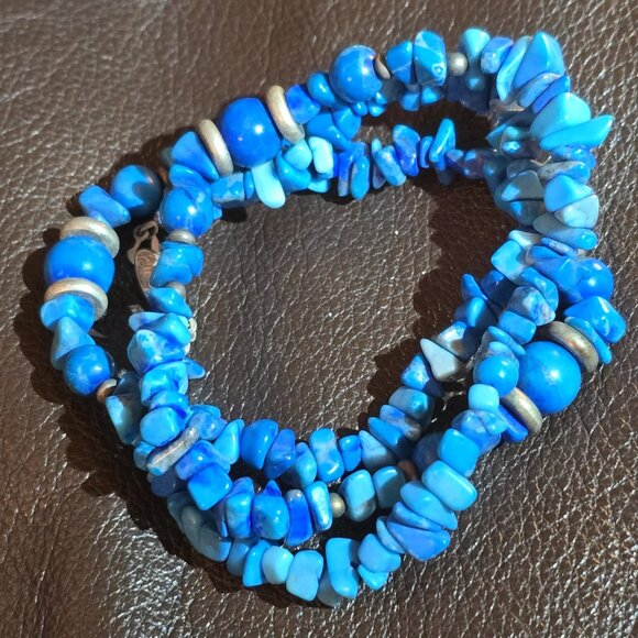 Blue stone tumbled chip necklace - Picture 2 of 6